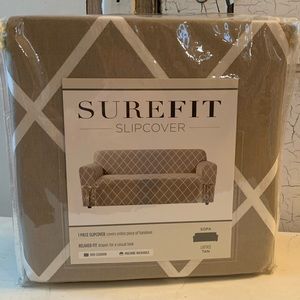 Surefit tan lattice sofa slipcover New in Package